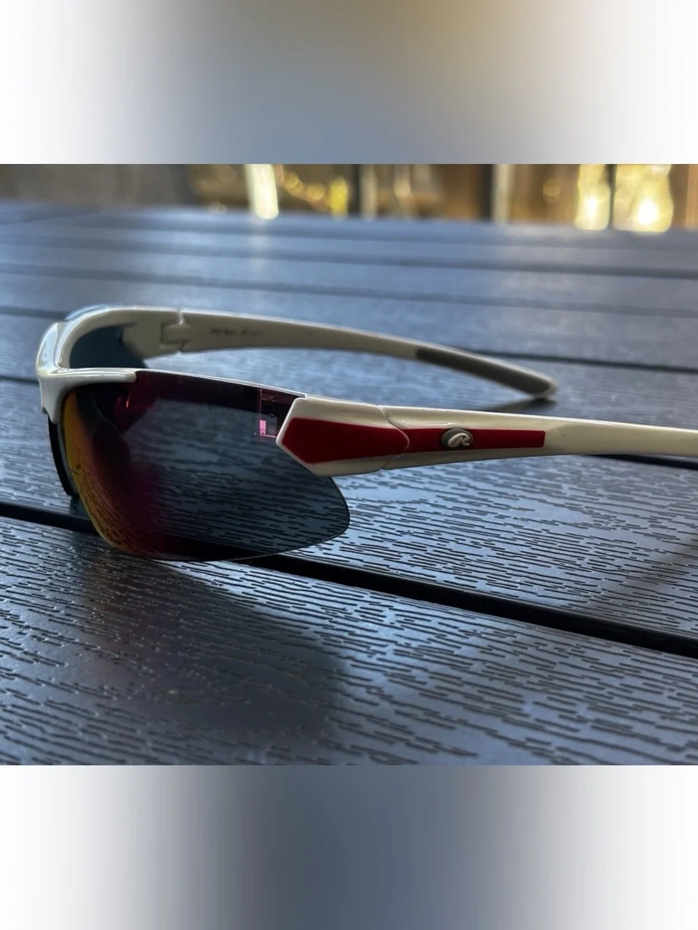 Rawlings White Red Mirror Lens baseball Sunglasses Full Rim Plastic Frame